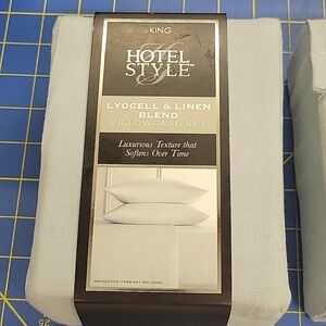 King Hotel Style Lyocell & Linen Blend Pillow Case Set of 2 in Pk Duck Egg Color